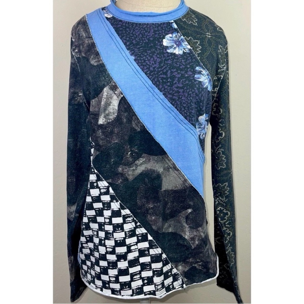 Free People We The Free Weekday Night Tee Patchwork Mixed PrintTop XL - Picture 5 of 12